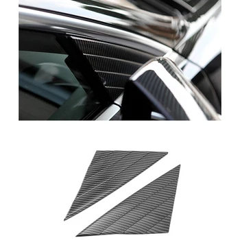 For Tesla Model 3 2018-2020 Foran Triple-kantet Søjle Rearview Spejl Dekoration kulfiber Dækslet Trim Tilbehør