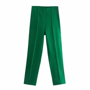 ZA2021 foråret og sommeren nye kvinders tøj komfortable og moderigtigt ren farve-match slank casual bukser