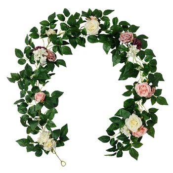 Rose Vin Kunstig Rose Krans Roser Ivy Falske Hængende Blomster til Bryllup Væggen Bedroom Garden Home Decor