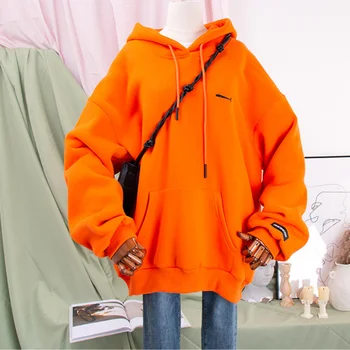2020 bomuld hooded kvinder plus polstret fløjl vinter nye orange mode dovne stil jakke tidevandet