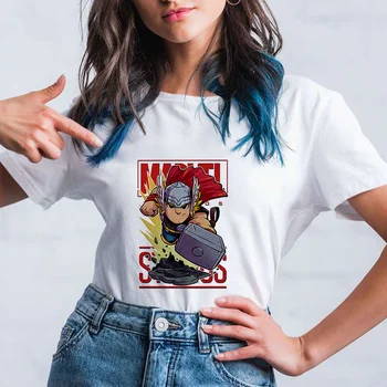 Cool Marvel-Serien Thor Grafisk Tshirt Manga Korte Ærmer Sjove Top Tee Unisex Harajuku T-Shirt Kvinder Sommer Fashion T-shirt