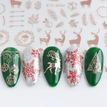9 style Jul Stil Nail Art Mærkat Snefnug Elk Udsmykning DIY Manicure Wraps Decal Fuld Sticker Dækker Vandtæt D1W8