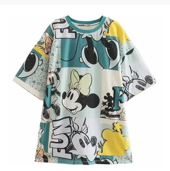 Disney T-Shirt Til Kvinder Mickey Mouse T-Shirts Tegnefilm Print Kvinder Bomuld Tee Toppe Sommeren afslappet oversize Femme Korte Ærmer