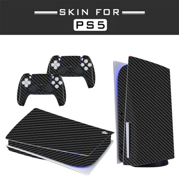 Black Style PS5 Disc Edition Skin Sticker til Playstation 5 Konsol & 2 Controllere Decal Vinyl Beskyttende Skind Style 1