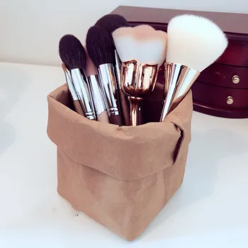 Makeup Børste Spand Vaskbar Kraftpapir Kosmetiske Opbevaring Rør Husholdning Diverse Opbevaringspose Stor Kapacitet