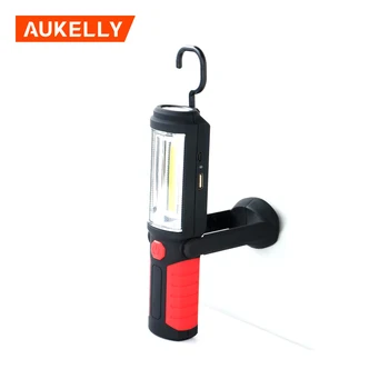 Aukelly USB-Genopladelige LED Lommelygte Torch Arbejde Lys Magnetiske Stå COB Lanterna Reparation Lampe Krog Lygter Power Bank
