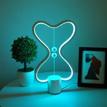 LED Balance lampe Stue, Soveværelse heng lys 7 Farve foranderligt Læsning hjertet Lampeskærm smart USB bordlamper YHJ011011