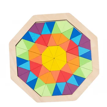 Farverige Træ-byggesten Rainbow Diske Forskellige Former Børns Kreativitet Pædagogisk Puslespil i Begyndelsen Uddannelse Toy