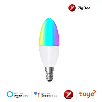 2021 Nye Tuya Zigbee 3.0 Smart E14 LED Lys Pære RGB+W+C Dæmpbar Arbejde Med Smart Home Echo Plus Alexa Hjem Assistent