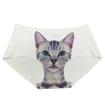 Hot Salg Sexy Pussycat Trusser 3D Kat Print Undertøj Tøj Sjove Kvindelige Anti Tømt Kvinder Trusser hvid/sort