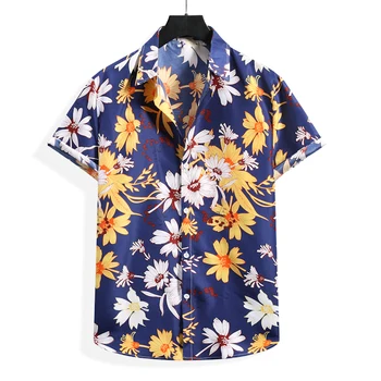 2021 Sommeren Nye Korte Ærmer Stranden Shirts Herre Holiday Party Ferie Tøj Stilfuld Sort Print Hawaii-Aloha-Shirt Til Mænd