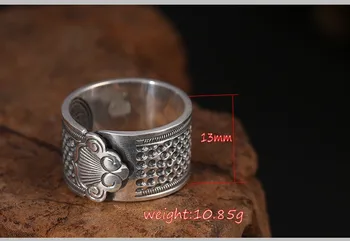 S999 rent sølv lovende cloud åbning ring mænds bred version af personlighed sterling sølv ring Thai sølv retro retracta