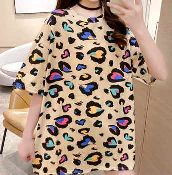 Kvinder Kortærmet O-Hals Farverige Pletter Udskrive Tøj Casual Løs Harajuku Stil For Plus Size Fashion Tendens Print Ins Tshirt