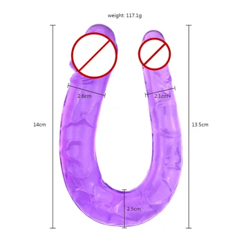 MannuoDual Hoved Jelly G-Spot Realistisk Dildo INGEN Vibrator Sexlegetøj til Kvinder Skeden U Type Kunstig Penis-Anal Butt Plug Lesbian Gay