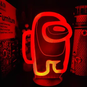 Amongus 3D-Illusion ANIMATIONSFILM LAMPE Night lights USB-Akryl Bord Lampe Figur Lys Julegave boligindretning