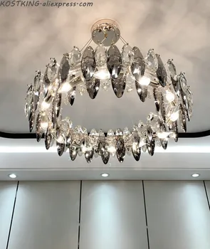 Nye moderne krystal lysekrone til levende værelses luksus home decor lysarmaturer runde guld led cristal lampe lustre