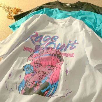 Sommeren Gotisk Tøj animationsfilm Girlprint kort-langærmet T-shirt Streetwear Overdele Harajuku Tøj Hip Hop y2k T-shirt