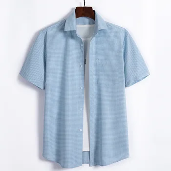 Sommeren 2020 ny mænds opfedning plus size fashion, afslappet Revers Ternet kortærmet skjorte