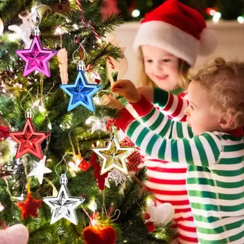 6stk Christmas Tree Dekoration Bolden Briks 7CM Hængende Stjerner Bolden Ornamenter Nye År Julepynt Til Hjemmet