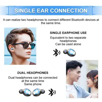 9D Noise cancelling trådløse bluetooth-hovedtelefoner 5.0 til iphone, samsung xiaomi gaming sport headset med mic led digitalt display