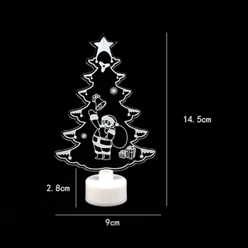 1stk Santa Claus, sne mand, LED Nat Lys 3d Stereo Nat Lys Toy Farverige Flash Akryl Lys Hjem Xmas Party Indretning Lampe Gaver