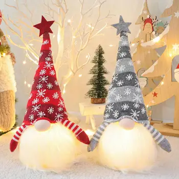 Jul Dekoration Santa Gnome Glødende Bløde Dukke Ornamenter Julegaver svenske Tomte Pynt