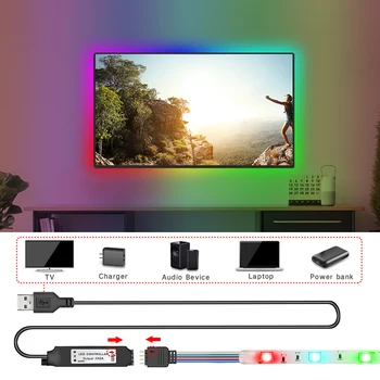 USB Led Strip Rgb 5050 Bluetooth-App Control tape Lyser Tv Baggrund Fleksibel Lampe-Diode Belysning Til Væggen Værelse Dekoration 5V