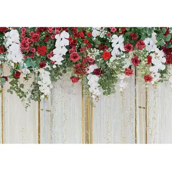 Europæisk Stil Bryllup Smuk Blomst Væg Baggrunde Kunstneriske Fotos Baggrund Dekorationer til Fest Fotografering Rekvisitter