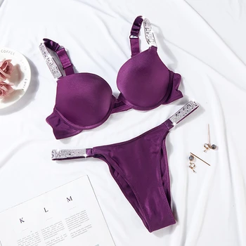 Sexet Rhinestone Alfabet Undertøj til Kvinder, der Passer Samle Piger Komfortabel Bh Rhinestone Undertøj Sæt Pink Bh-Sæt Undertøj