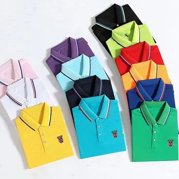 Mænd Sommeren Polo Shirt Lige Type Mode Mercerized Bomuld Kortærmet Polo Shirts Mandlige Solid Åndbar Tops Tees H190