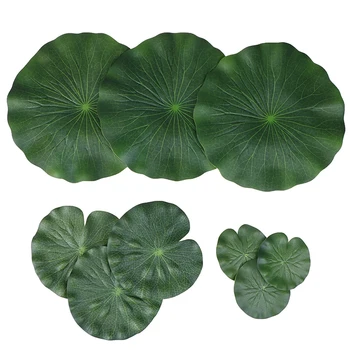 Pakke Med 9 Kunstig Flydende Skum Lotus Blade, Vand Lily Pads Ornamenter Grøn | Perfekt Til Gårdhave Koi Fisk Dam, Pool Aquariu