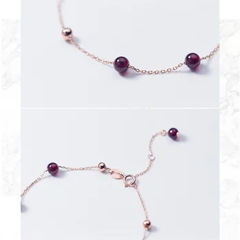 A00552 Ægte 925 Sterling Sølv, Mode i Høj Kvalitet-Granat Perle Kæde, Charme Armbånd til Kvinder Party Smykker Teenager