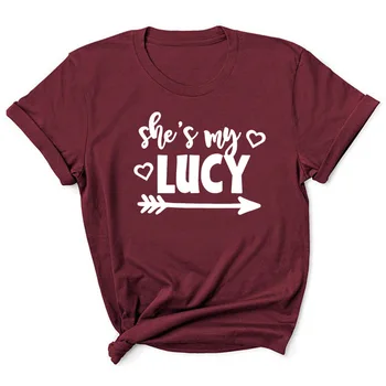 Shes My Lucy Brev Print Kvinder T-Shirt Med Korte Ærmer O Hals Løs Kvinder Tshirt Dame T-Shirt, Toppe Tøj Camisetas Mujer