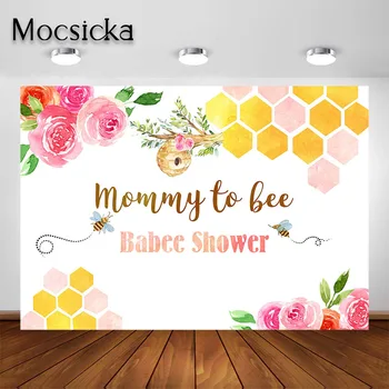 Mocsicka Babee Brusebad Baggrund for Piger Bee Dag Party Banner Dekorationer Søde Humlebi Baby Brusebad Fotografering Baggrund