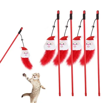 Funny Cat Stick Fjer Sjove Kat Stick Kreative Santa Claus Sjove Kat Stick Interaktive Sjove Kat Med klokker Silikone håndtag
