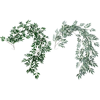 1,8 M Kunstige Falske Eucalyptus Pil Bladene Grønne Planter Diy Bryllup Indretning Blomster Af Planten Blad Simulering Rattan Home Decor Sim