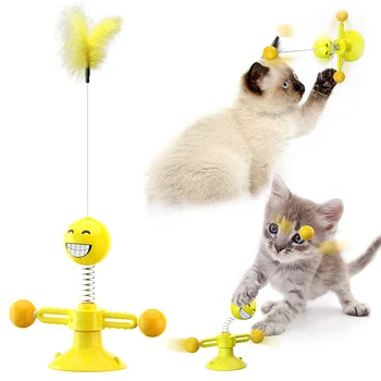 Cat Toy Pet Vindmølle Drilleri Interaktive Toy Pladespiller Sjove Kat Stick Puslespil Uddannelse Med Katteurt Fjer Kat Legetøj Pet Supplies