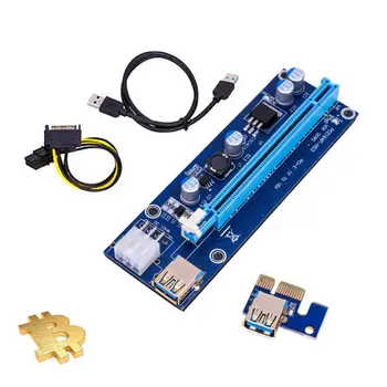 Golden VER009S PCI-E Riser Card 009S PCI Express-PCIE 1X Til 16X 60CM USB 3.0 Kabel 6Pin Magt For BTC Miner Minedrift