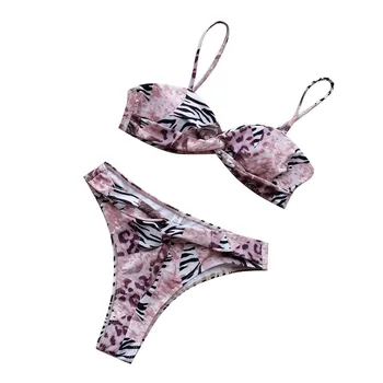 2020 Sexet купалтники женские Kvinder Slæb Stykke Badedragt Print Bandage Bikini Beach Badetøj maillots de bain femme Mujer