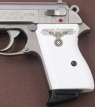KSDGrips Walther PPK Amerikanske (Interarms) Gjort Kompatible Hvid Acryl Greb til Udskiftning (med Sølv Logo)