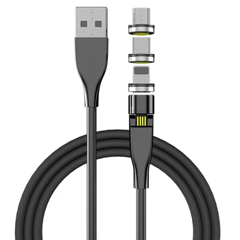 1M 3 I 1 540° USB-Data Linje 3A Magnetiske Hurtig Opladning Kabel Ledning Micro Type C Mobiltelefon Dust Sæt Til Iphone Huawei Xiaomi