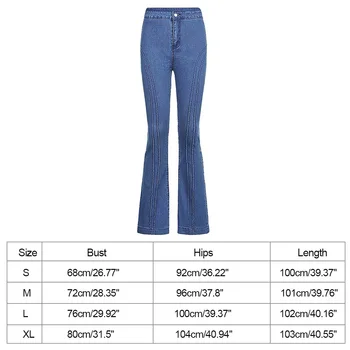 2021 Stribet Høj Talje Kvinder, Mødre Jeans Kvinder Brede Ben Jeans Denim Tynde Flare Jeans Plus Size Bukser Blå Streetwear vaqueros