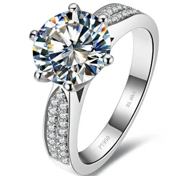 Testen er Positiv Fremragende Skære 3CT Moissanite Krone Ring Diamant Engagement Ring Kvinder 18K Hvide Guld Smykker Moissanite Ring i 18K