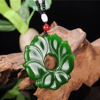 Naturlig Grøn Hånd-udskåret Lotus Jade Vedhæng Fashion Boutique-Smykker til Mænd og Kvinder Halskæde Gave Tilbehør