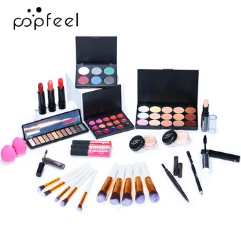 POPFEEL Multi-Purpose Alt-i-En Makeup Gave Sæt / Lip Gloss, Blush Brush Foundation, Øjenskygge Makeup Bag