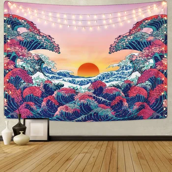 Psychedlic Mandala Gobelin Hippie Værelses Væggen Hænger Tæppe Kunst Home Decor Soveværelse Dekoration Baggrund Børstet Gobeliner