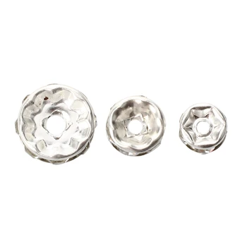 75pcs Sølv-perle-spacer plade og rhinestone DIY Deco-Halskæde Smykker 6 + 8 + 10mm
