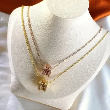 Bv - med originale klassiske logo, guld diamant rim, udsøgt håndværk, høj kvalitet detaljer, charme smykker halskæde, fashion