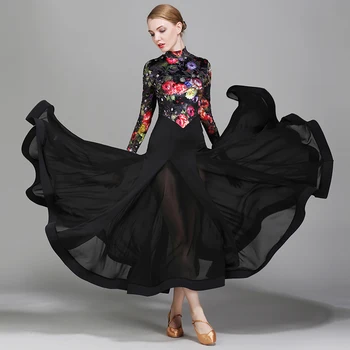 Blomster Moderne Dans Kjole Til Kvinder, Modetøj, Flamenco Dance Outfit Aften Kjoler Balsal Dancewear Fase Kostume