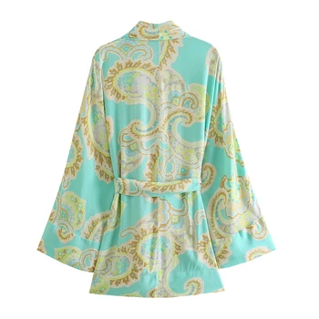 Kvinder Vintage Totem Blomstret Print, Sløjfe Bundet Vinger Kimono Smock Bluse Kvindelige Åbne Syning Af Skjorter Smarte Toppe Blusas